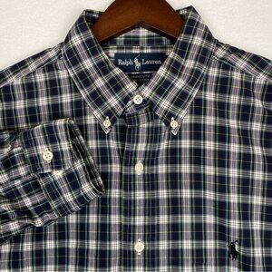 Ralph Lauren Men’s 16.5 Plaid Long Sleeve Yarmouth Button Down Shirt Embroidered